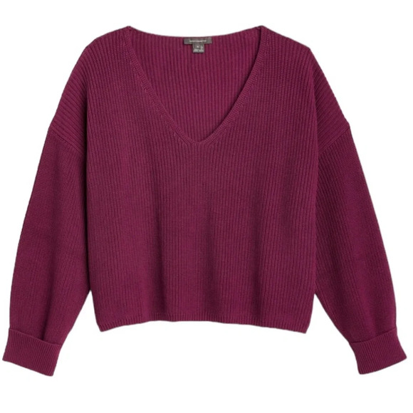 French Connection-Mozart Boxy V-Neck Crop Sweater Plus Size 1X NWT - Picture 1 of 8